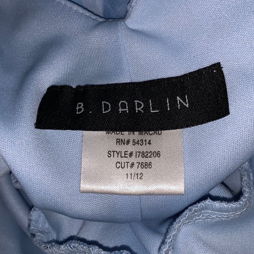 Vintage Blue sleeveless lined dress with flowers by B. Darlin size 11/12 - Picture 11 of 12